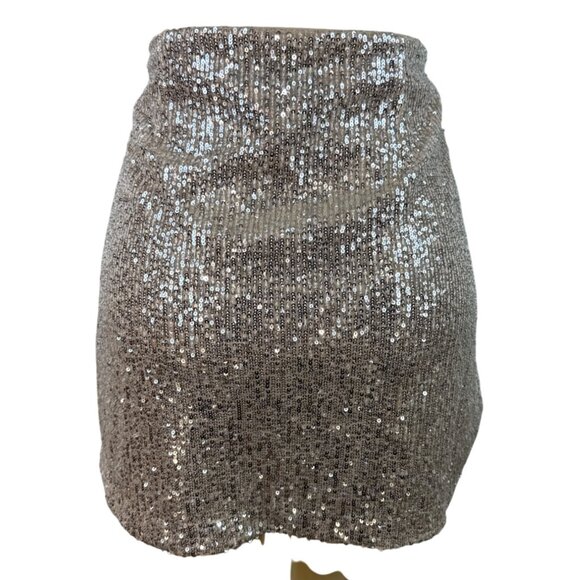 Banana Republic Women's Sequin Blazer & Mini Skirt Set Silver Sparkling Sz 8/10 - Picture 6 of 15